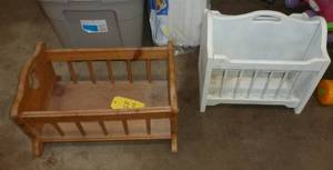 lot 68 image: Magazine rack and doll basinet rocker
