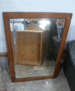 lot 92 image: Two mirrors, two step stools and a basket