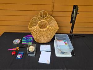 lot 126 image: Assorted Household and Office Items Including Projector Stand and Baseball Display