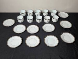 lot 137 image: Bernardaud France Athena Porcelain Tea Set - Cups & Saucers