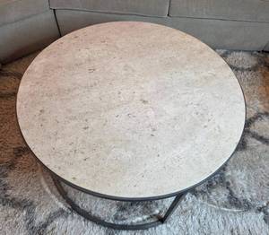 lot 153 image: Round Marble Top Coffee Table with Metal Base
