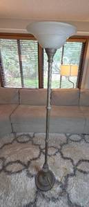 lot 160 image: Antique Style Floor Lamp with Frosted Glass Shade