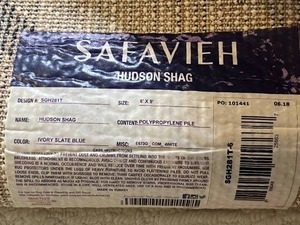 lot 203 image: Safavieh 6 x 9 Ivory Slate Blue Hudson Shag Area Rug