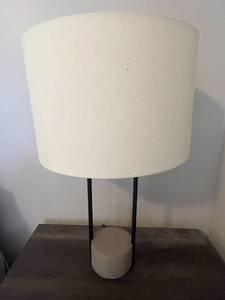 lot 210 image: Modern Table Lamp with Cream Shade and Black Base