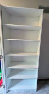 lot 212 image: Tall White Bookshelf with Adjustable Shelves
