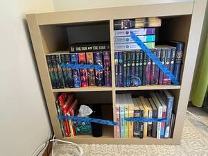 lot 214 image: Used Wooden Bookshelf with Contemporary Design - contents not included