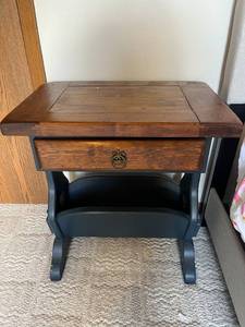 lot 219 image: Vintage Wooden Side Table with Drawer and Shelf