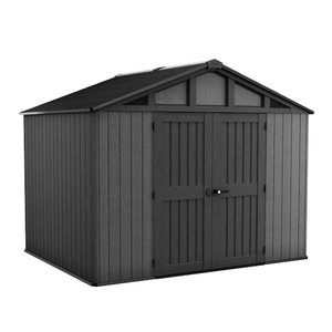lot 13 image: Keter Stronghold 2.0 10 ft. W x 8 ft. D Durable Resin Plastic Storage Shed with Flooring Grey 74 sq. ft.