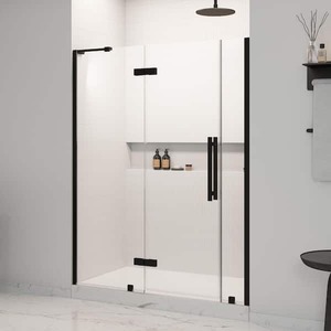 lot 43 image: OVE Decors Tampa 69 in. to 71 516 in. W x 72 in. H Pivot Alcove Frameless Shower Door in Black