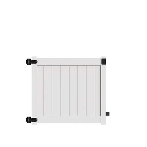 lot 47 image: Barrette Outdoor Living Bryce and Washington Series 5 ft. W x 5 ft. H White Vinyl Drive Fence Gate Kit --with Alum post inserts and caps