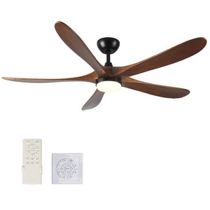 lot 56 image: Tervo 62 in. Indoor Solid Wood Black Ceiling Fan with Integrated LED Light Kit, Remote Control and Wall Switch Include