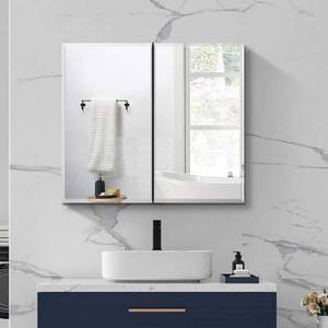 lot 60 image: Tenleaf 30 in. W x 26 in. H Rectangular Aluminum Medicine Cabinet with Mirror and Adjustable Shelves