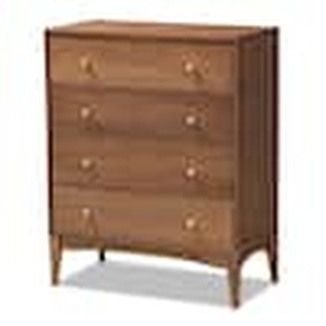 lot 97 image: Landis 4-Drawer Ash Walnut and Gold Chest of Drawers (37.7 in. H x 30 in. W x 15.7 in. D)