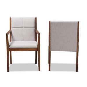 lot 112 image: Theresa Greyish Beige and Walnut Brown Fabric Accent Chair (Set of 6)