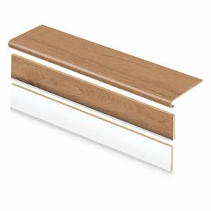 lot 114 image: (12) Cap A Tread Essential OakGolden Rustic Oak 47 in. L x 12.15 in. W x 42.92 mm T Vinyl Overlay Stair Tread and Reversible Riser Kit