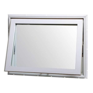 lot 154 image: TAFCO WINDOWS 32 in. x 18 in. White Double-Pane Insulated Glass Hinged Vinyl Awning Window with Double Locks and Screen