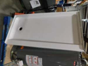lot 63 image: STERLING Ensemble 60 x 30 Alcove Shower Pan Base with Left Drain in White