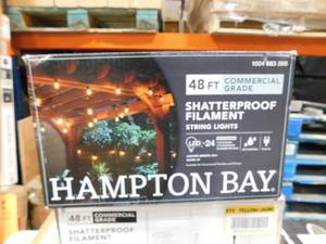 lot 76 image: (3) Hampton Bay 24-Light 48 ft. Plug-in IndoorOutdoor Edison Patio String Light with S14 Single Filament LED Bulbs