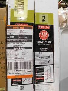 lot 106 image: (2) Delta 48-60 in. W Traditional Semi-Frameless Sliding Shower Door Track Assembly Kit in Chrome (For 14 in. (6 mm) Glass)