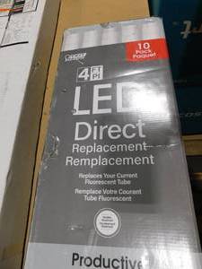 lot 107 image: Feit Electric 20-Watt 4 ft. T12 G13 Type A Plug and Play Linear LED Tube Light Bulb, Cool White 4000K (10-Pack)