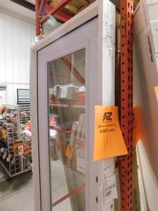 lot 150 image: Masonite 36 in. x 80 in. Premium Full Lite Left Hand Inswing Primed Steel Prehung Front Exterior Door No Brickmold