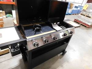 lot 161 image: PHI VILLA 5-Burner Propane Gas Grill and Griddle Combo in Black with Cooking Grates and Plate