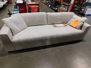 lot 179 image: Poly and Bark Capri 99 in. Square Arm 3-Seater Sofa in Bright Ash