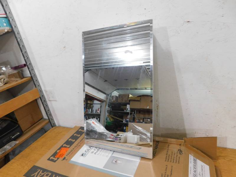 lot 40 image: Glacier Bay 16 in. W x 26 in. H Rectangular Wood Composite Medicine Cabinet with Mirror