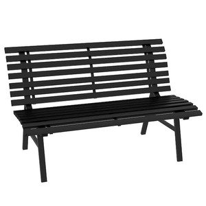 lot 17 image: Black 48.5 in. W x 26.5 in. L x 31 in. H Aluminum Park Bench, Outdoor Patio Bench with Slatted Seat