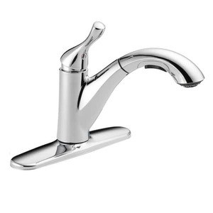 lot 39 image: Delta Grant Single-Handle Pull-Out Sprayer Kitchen Faucet in Chrome