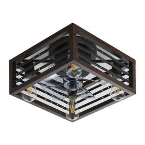 lot 19 image: 18 in. Indoor Brown Caged Ceiling Fan with Lights Remote Control for APP