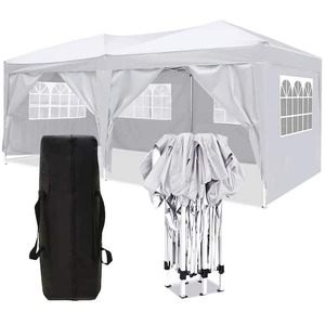 lot 95 image: Tenleaf 10 ft. x 20 ft. White Pop Up Canopy Portable Tent with 6-Removable Sidewalls, Carry Bag, 4-Pieces Weight Bag