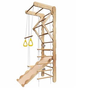 lot 106 image: Brown Indoor Toddler Freestanding Climbing Toys, Foldable Indoor Triangle Set, Ladder Climbing Gym Climber