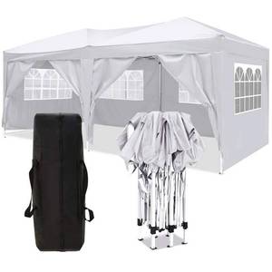 lot 107 image: Tenleaf 10 ft. x 20 ft. White Pop Up Canopy Portable Tent with 6-Removable Sidewalls, Carry Bag, 4-Pieces Weight Bag