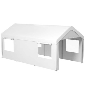 lot 109 image: Tenleaf 10 ft. x 20 ft. White Portable Garage, Heavy Duty Car Port Canopy with 2-Roll-up Doors and 4-Ventilated Windows