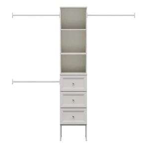 lot 119 image: StyleWell Westport 17 in. W x 83.25 in. H White Laminate Board Traditional Closet System Tower w3-Drawers and Satin Nickle Knobs