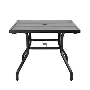 lot 139 image: Nuu Garden Black Square Metal Outdoor Patio Dining Table with Umbrella Hole