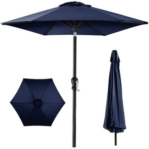 lot 140 image: Best Choice Products Navy Blue Steel Market Patio Umbrella with Crank and Tilt
