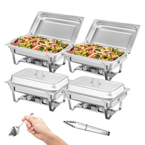 lot 151 image: SVOPES Stainless Steel Chafing Dish Buffet, Set 8 qt. Silver Chafing Dishes with Stainless Steel Handle