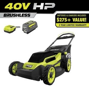 lot 157 image: RYOBI 40V HP Brushless 20 in. Cordless Battery Walk Behind Push Lawn Mower with 6.0 Ah Battery and Charger
