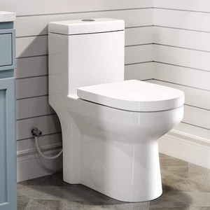 lot 158 image: Hanikes One-Piece 1.11.6 GPF Dual Flush Round Toilet in White Soft Close Seat Included