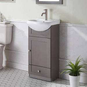 lot 165 image: 18 Inch Small Bathroom Vanity, Modern Bath Vanities Combo with White Countertop,Narrow Cabinet for Tiny Spaces 1 Door 1 Drawer