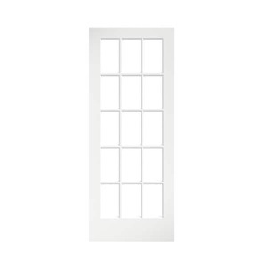 lot 175 image: 32 in. x 80 in. Clear Glass 15-Lite True Divided White Finished Solid French Interior Door Slab