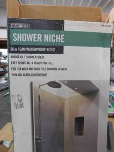 lot 26 image: Everbilt Watershield Shower System 13.25 in. x 27.25 in. x 3.5 in. Shower Niche With Adjustable Shelf