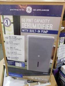 lot 10 image: GE 50-Pint Dehumidifier with Built-in Pump for Basement, Garage or Wet Rooms up to 4500 sq. ft. in Grey, ENERGY STAR