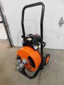 lot 87 image: VEVOR Drain Cleaner Machine 100FT x 12 Inch Auto Feed with Wheels