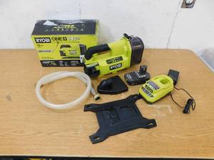 lot 91 image: RYOBI ONE HP 18V Brushless 14 hp Cordless Battery Powered Transfer Pump With Battery & Charger