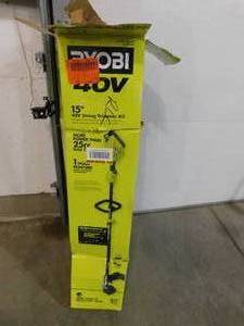 lot 123 image: RYOBI 40V 15 in. Expand-It Cordless Battery Attachment Capable String Trimmer - TOOL ONLY