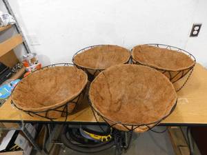lot 161 image: (4) Pride Garden Products 20 in. Plant Fiber Devon Hanging Basket with AquaSav Coconut Fiber Liner