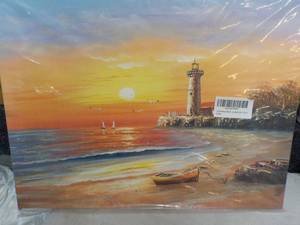 lot 64 image: Canvas Coastal Beach Picture 12 x 1...